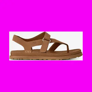 Ugg For Woman. 1175134 GoldenGaze Toe Post Brown Leather Sandals (37), Flat, Velcro, Casual