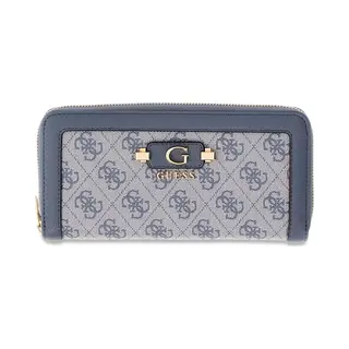 Guess Purse Lindsey Slg Zip Around Wallet Slate Logo Blue-Grey