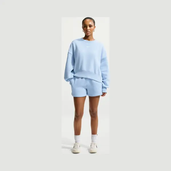 Nike Phoenix Fleece Damesshorts Met Halfhoge Taille (10 Cm) - Blauw thumbnail