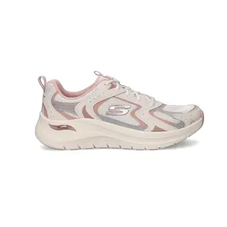 Skechers Arch Fit 2.0 Sneakers Voor Dames, Roze Lederen Mesh Met Grijze Rand, 39 Eu