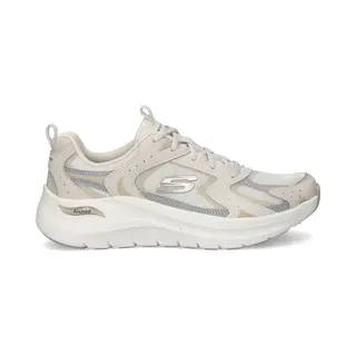 Skechers Arch Fit 2.0 Vintage Luxe Sneakers Voor Dames, Grijze Rand Van Natuurlijk Leer, 42 Eu