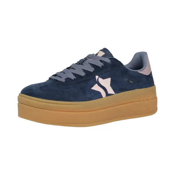 Skechers Women's Academy Hi Elevated Essence Sneaker, Navy Leather/Pink Trim, 7 Uk thumbnail