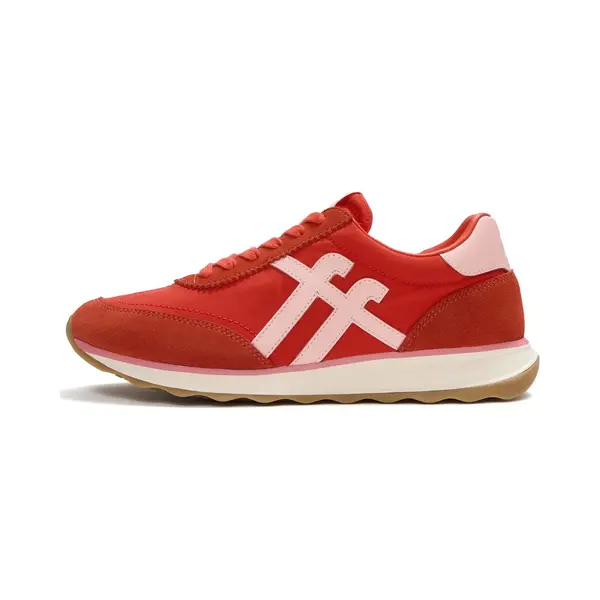 FitFlop Womens Retro-Q Ff Fabric/Suede Sneakers, Cherry Tomato/Warm Pink, 5 thumbnail
