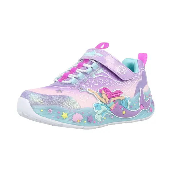 Skechers Mermaid Dreams Lvmt Violet Blue Kids Girls Trainers 303060L In A Plain Textile In Size 32 thumbnail
