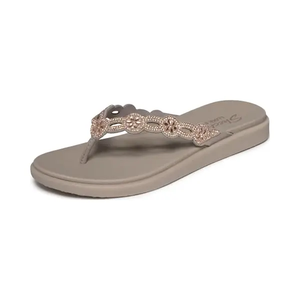 Skechers Meditation Luxe - Dazzling Fo Dames Slippers - Taupe thumbnail