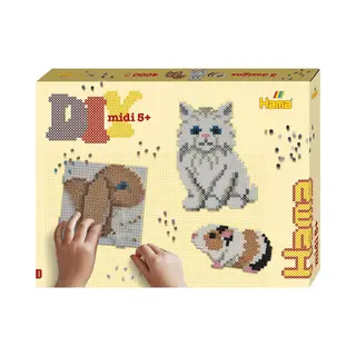 Hama Beads Gift Box - Cute Pets | Approx. 4.000 Fuse Beads, 2 Large Square Pegboards, Printed Design Sheet, Instructions & Ironing Paper | Mosaic