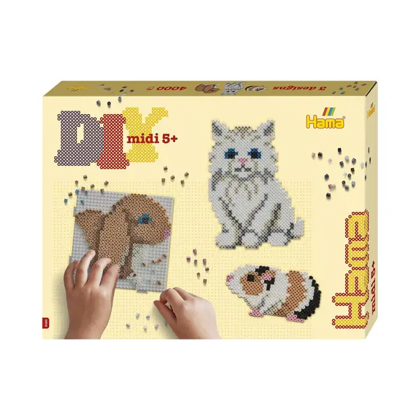 Hama Beads Gift Box - Cute Pets | Approx. 4.000 Fuse Beads, 2 Large Square Pegboards, Printed Design Sheet, Instructions & Ironing Paper | Mosaic thumbnail