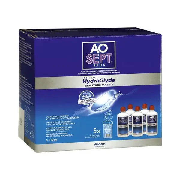 Aosept Plus Met Hydraglyde - 5x360ml - Lenzenvloeistof Voor 6 Maanden thumbnail