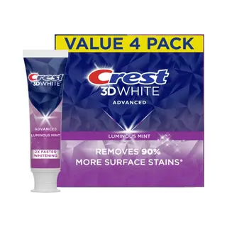 Crest 3D White Toothpaste - Advanced Luminous Mint - Teeth Whitening - Tandenpoetsen - Tandpasta- 4x