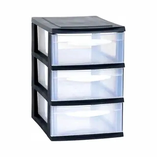 Eda Ladenkast/bureau Organizer Zwart Stapelbaar A5 Met 3x Lades L18 X B28 X H28 Cm - Ladenblokken