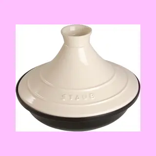 Staub 20cm Cast Iron Tajine With Ceramic Lid For Traditional Moroccan Dishes - Black/Cream