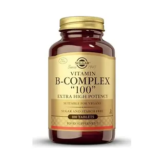 Solgar Vitamin B-Complex "100" Extra High Potency Vegetable Capsules - Pack Of 100 - Supports Mental Performance And Reduces Fatigue - Vegan