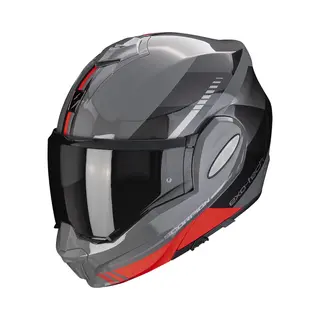 Scorpion Exo-Tech Evo Genre Grey Black Red - Maat M - Integraal Helm - Scooter Helm - Motorhelm - Zwart - Scooterhelmen Mannen En Vrouwen.