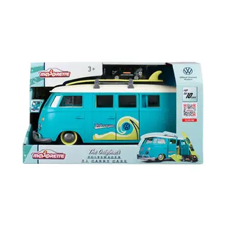 Majorette Jada - Volkswagen T1, 31 Cm, Container Voor 9 Auto's, Schaal 1, 64 (7, 5 Cm) Met Licht, Surfplank En Stickers, Dak En Afneembaar Vak (212055010)