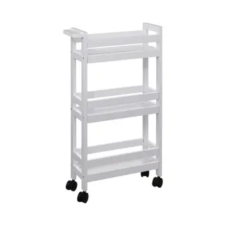 5Five Keuken Of Badkamer Trolley 3laags - Wit - D15 X B40 X H75 Cm - Mdf Hout - Met Wielen
