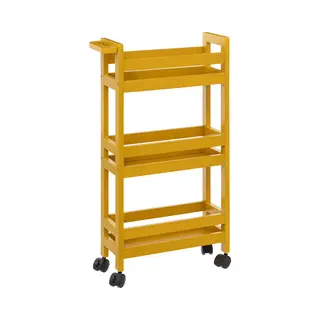 5Five Keuken Of Badkamer Trolley 3-laags - Geel - D15 X B40 X H75 Cm - Mdf Hout - Met Wielen