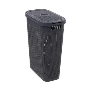 5five Simply Smart - Schlanker Abfallbehälter Rattan 40l Betongrau - 5five