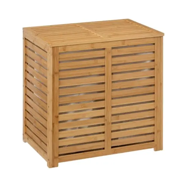 5Five Wasmand Bamboe - Dubbele Bak - 2x 50 Liter Compartiment - 58 X 40 X 60 Cm - Met Deksel thumbnail
