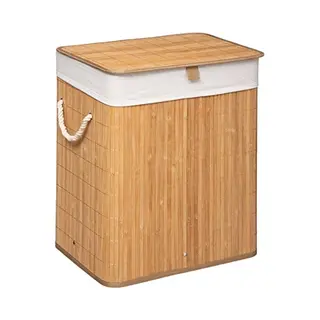 5Five Wasmand Van Bamboe - 60 Liter - 41 X 30 X 50 Cm - Met Deksel