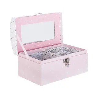 Atmosphera Sieradenkistje Pink Romance - 20 X10 X 12 Cm - Roze - Juwelenkistje Met Deksel En Spiegel - Meisjes/meiden