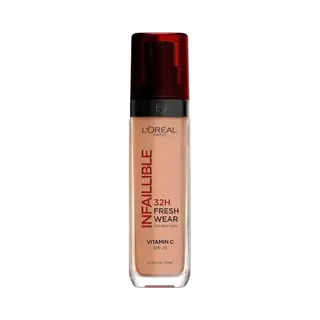 L'Oreal Paris L'Oréal Paris Liquid Foundation, Full Coverage, Lasting Wear, With Vitamin C And Spf 25, Infallible 32H Fresh Wear, 300 Amber Beige