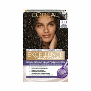 , L'Oréal Excellence Cool Crème Permanente Crèmekleuring 3.11 - Ultra As Donkerbruin