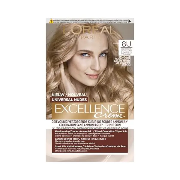 L'Oréal Paris, Haarkleur, L'Oreal Paris Excellence Creme Universal Nudes 8u Light Blonde Hair Color (8u Licht Blond) thumbnail