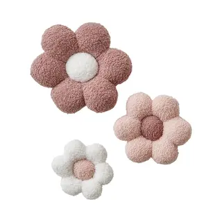 Vertbaudet Set Van 3 Bloemen In Bouclé Roze, Bedrukt
