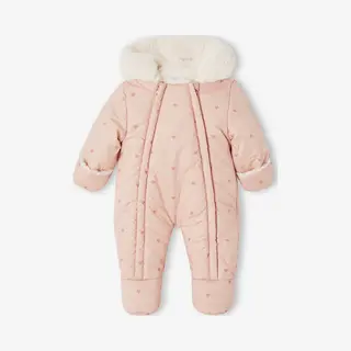 Vertbaudet Baby Winter-Overall Mit Herzen, Recycling-Material Altrosa 74