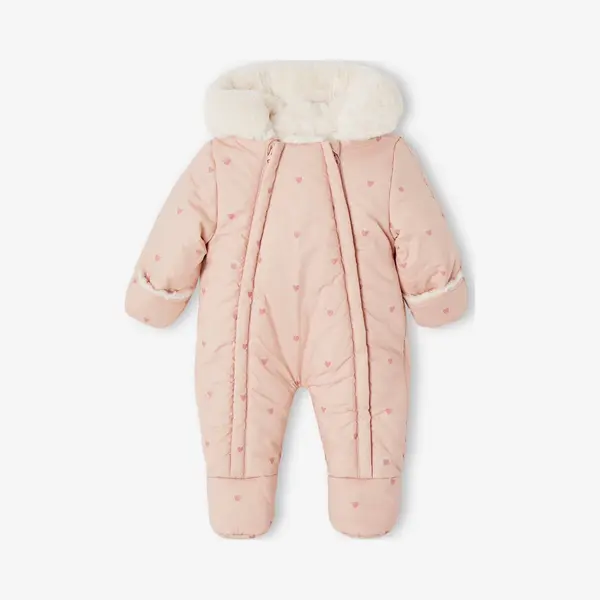 Vertbaudet Baby Winter-Overall Mit Herzen, Recycling-Material Altrosa 74 thumbnail
