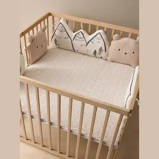 Vertbaudet Bedbumper/boxrand Met Kussen Hygge Beige, Bedrukt
