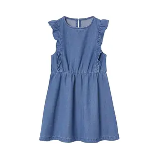 Vertbaudet Denim Meisjesjurk Met Ruches Stone