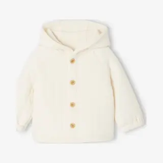 Vertbaudet Fleece Gewatteerd Vestje Met Capuchon Voor Pasgeborene Ecru
