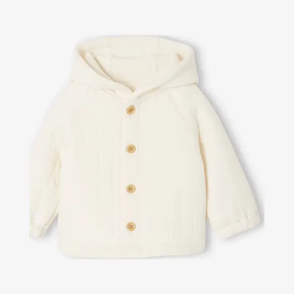 Vertbaudet Fleece Gewatteerd Vestje Met Capuchon Voor Pasgeborene Ecru thumbnail