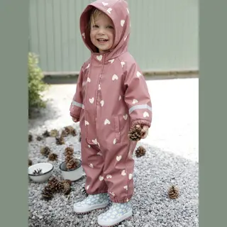 Vertbaudet Bedrukte Regenjas Met Capuchon Voor Baby's, Gevoerd Met Fleece Oudroze