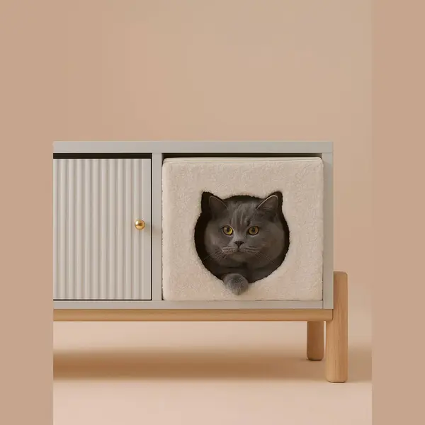 Vertbaudet Tierkorb Katzenkorb Aus Teddy-Stoff Family thumbnail