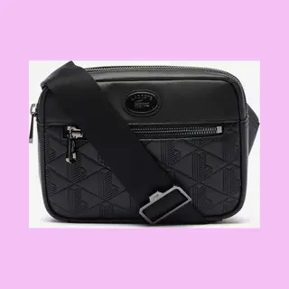 Lacoste Monogram Simply Black Shoulder Bag