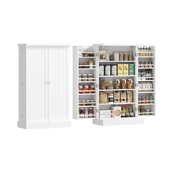 Homcom-Voedselvoorraadkasten-Mdf-60x30x104cm-Wit thumbnail