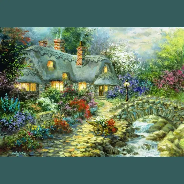 Bluebird Country Cottage - Puzzel 1000 Stukjes - 68 X 48 Cm thumbnail