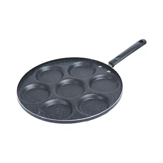 Lily Cook Mini Pannenkoekenpan - Alle Kookplaten Geschikt - Zwart - Dia 30 Cm - Mini Eitjes - 7 Uitsparingen - Pancakes