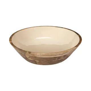 Home Deco Factory Salade Serveer Schaal - Fruitschaal/fruitmand - Mango Hout - D28 X H7 Cm - Bruin/beige - Pure Luxe