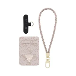 Guess Zestaw Portfel + Hand Strap Triangle MagSafe Różowy, Mobiele Telefoonketen, Roze