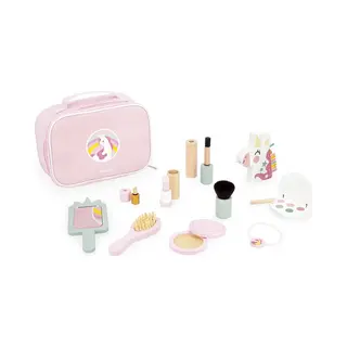 Janod - Beauty Case - Unicorn Theme - 10 Accessories Supplied - Fsc Wooden Make-up Toys - Cosmetic Toy Kits - From 3 Years - J06465