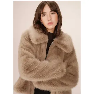 Grace & Mila Shonno Faux Fur Jas Beige