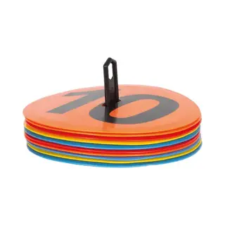 Sportifrance Markeerschijven Set Genummerd Ø20cm Incl. Houder, 1 T/m 10, Multicolor