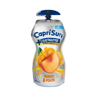 Capri-Sun + Electrolytes Mango & Peach Juice Drink Multipack (15 X 330ml) Big Pouches With Resealable Cap - Enriched With Magnesium & Vitamins - No