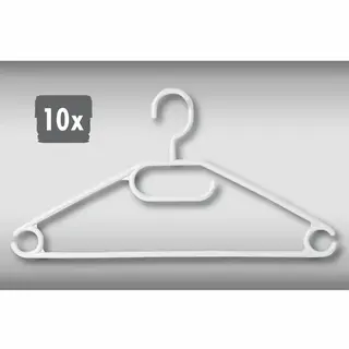 Kesper 10 Stuks - Kledinghangers - Wit - Broeklat - Kunststof Klerenhanger - Broekhanger - Kleur, Wit - Pak Van 10 Stuks