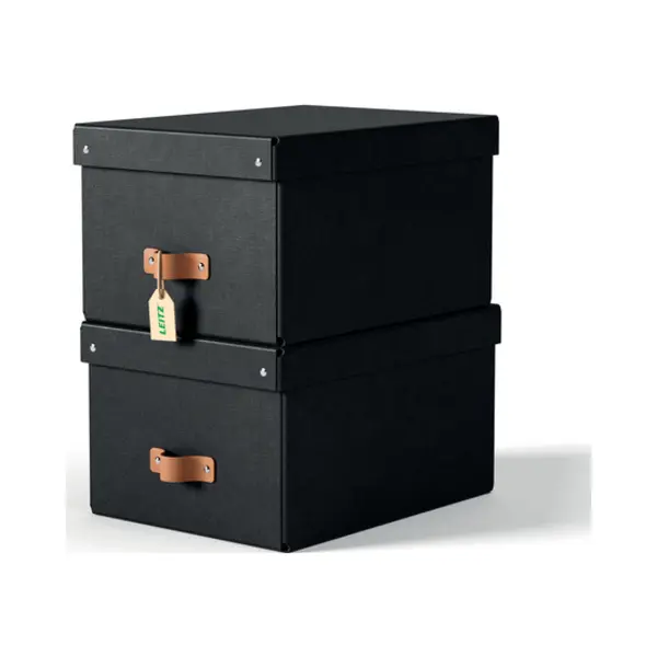 Leitz Puro Storage Box with lid, medium, 17L, 100% recycled card, pack of 2 thumbnail