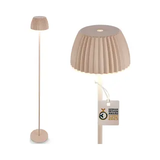 B.K.Licht Briloner Champ - Oplaadbare Vloerlamp - Snoerloze Staande Lamp - Dimbaar - In Hoogte Verstelbaar - Voor Binnen En Buiten - Beige - Ø19 X 124 Cm