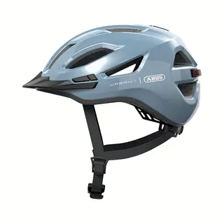 Abus Casque Urbain Urban-I 4.0 - Casque De Vélo Avec Feu Arrière Rechargeable, 2 Modes D'éclairage, Visière, Ouverture Pour Queue De Cheval Et